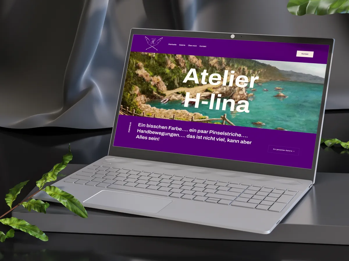 Website von Atelier H-lina, dargestellt auf einem Bildschirm