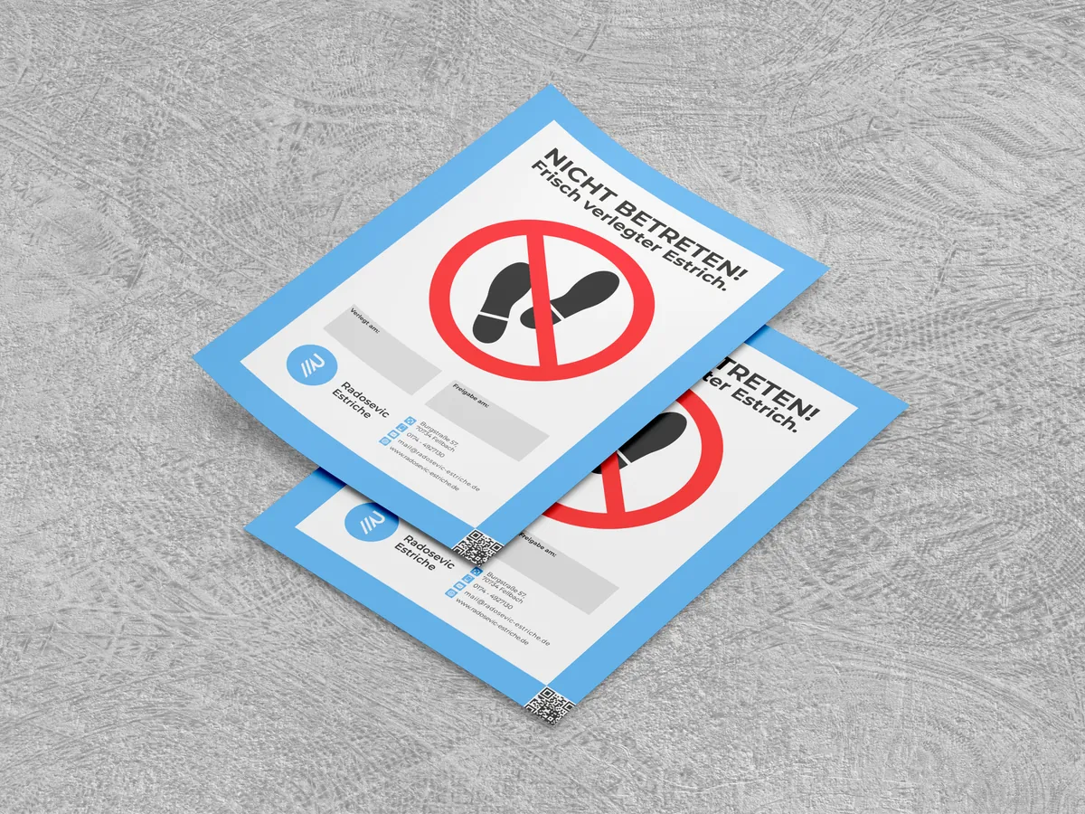 Warnplakat für Radosevic Estriche